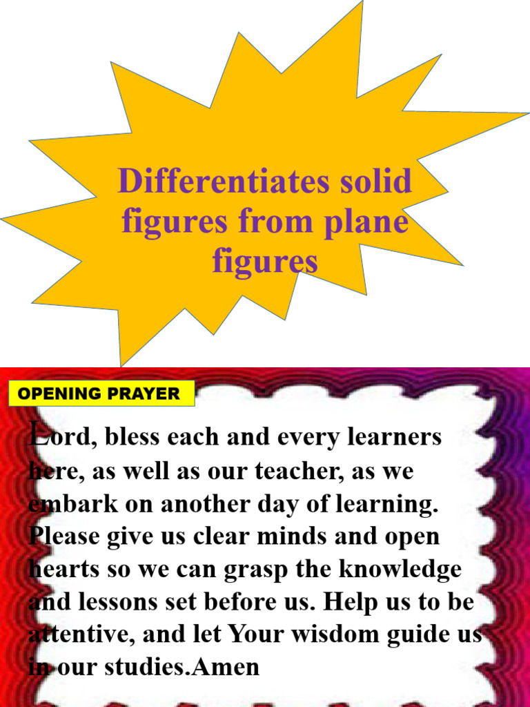 Differentiates Solid and Plane q3w1d3 | PDF | Length | Shape