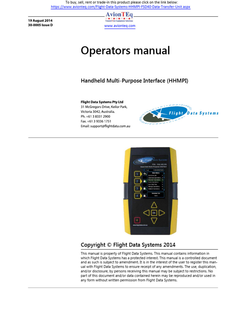 Flight Data Systems Hhmpi User Manual Download Free Pdf Usb Flash