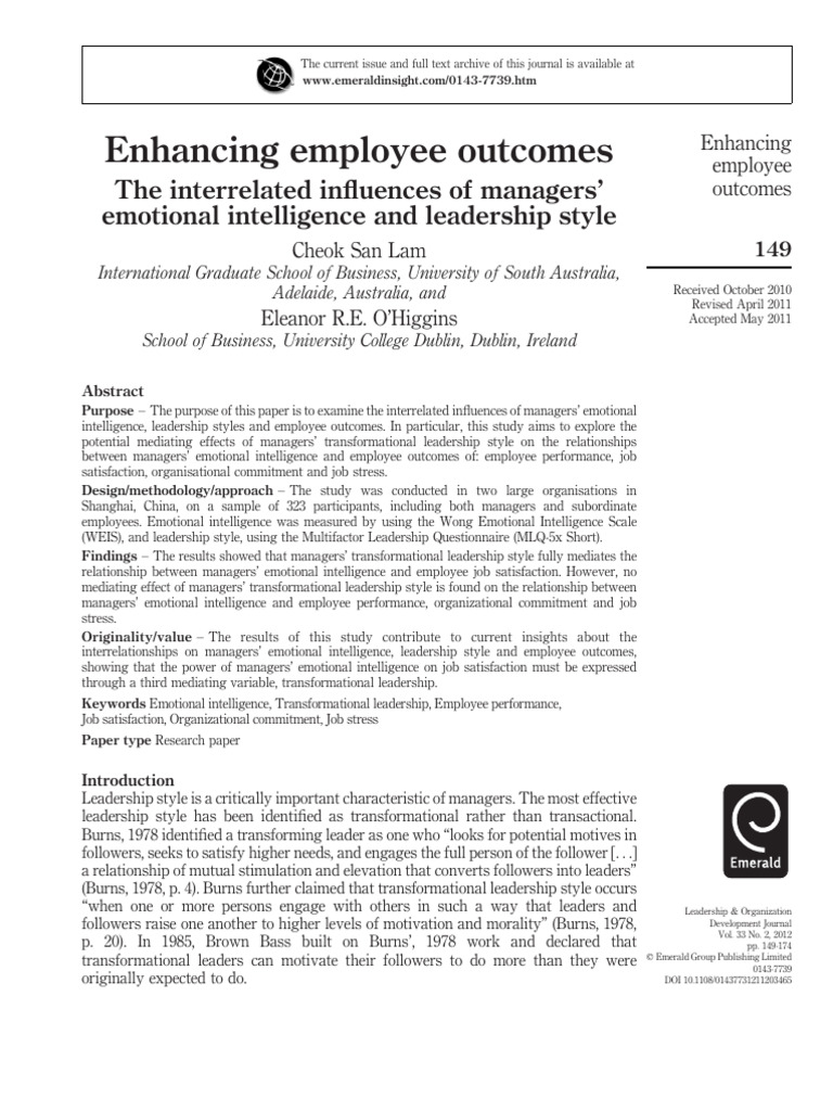 Emotional Intelligence and Leadership Impact | PDF | Leadership ...