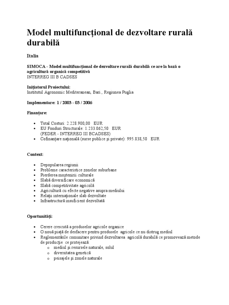 Model Proiect Fonduri Structurale | PDF