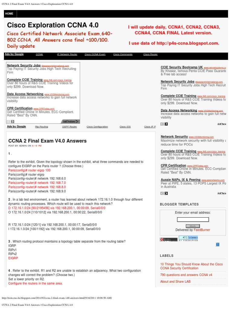 Cisco Ccna Chapter 2 Exam Answers