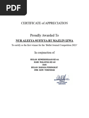 CERTIFICATE of ACHIEVEMENT (bullet journal)