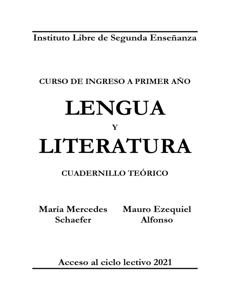 Cuadernillo de Lengua y Literatura 1° Año | PDF | Verbo | Género gramatical