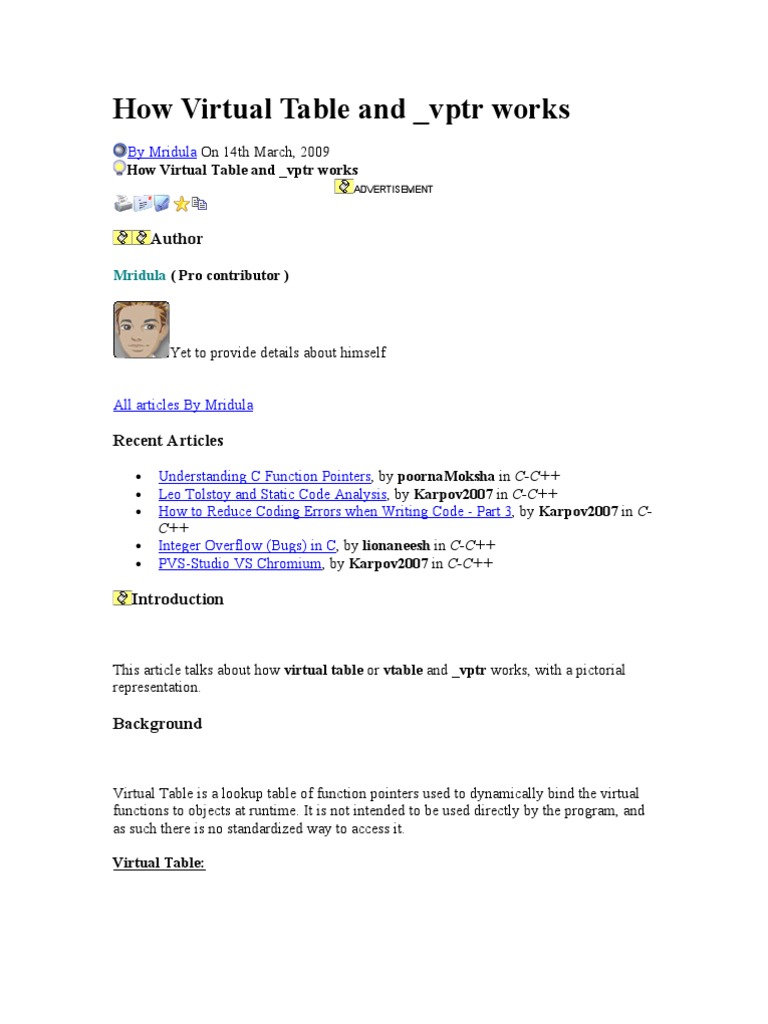 How Virtual Table and | PDF | Pointer (Computer Programming ...