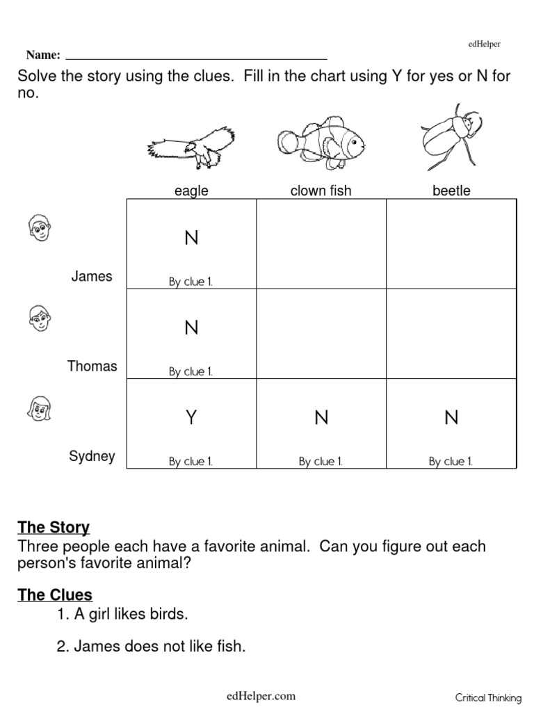 Logic Critical Thinking Worksheets Grade 1 Book1 | PDF