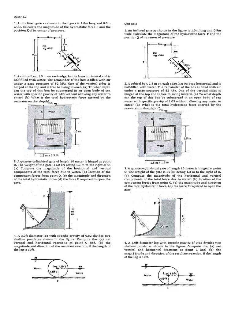 Quiz no 1 pdf pressure force