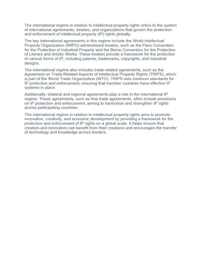 Global Framework for Intellectual Property Rights | PDF
