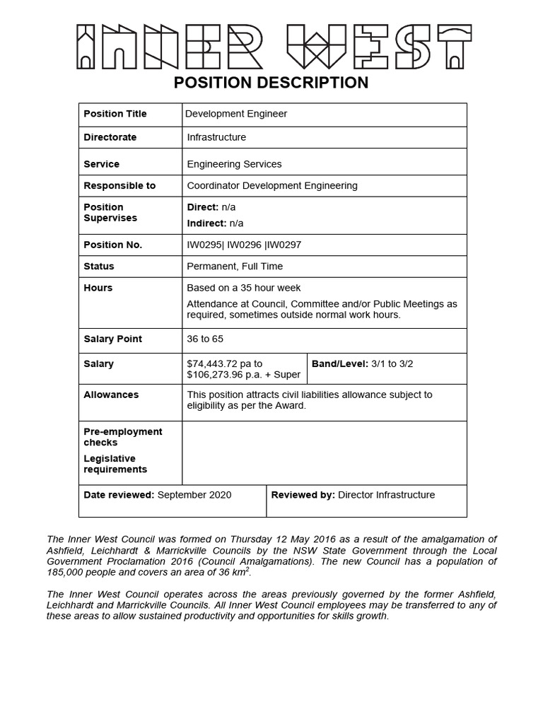 Development Engineer - Position Description 2020 | PDF | Occupational ...