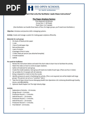 Paper Airplane Factory Activity