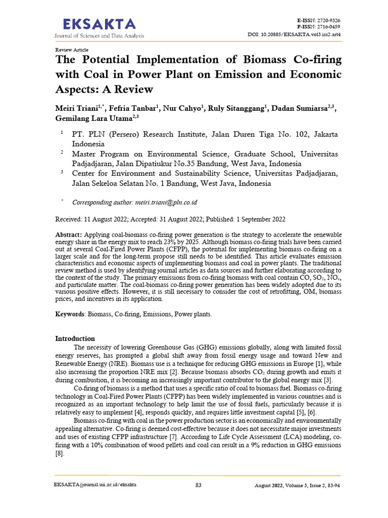 Biomass Co-firing in Power Plants Review | PDF | N Ox | Biofuel