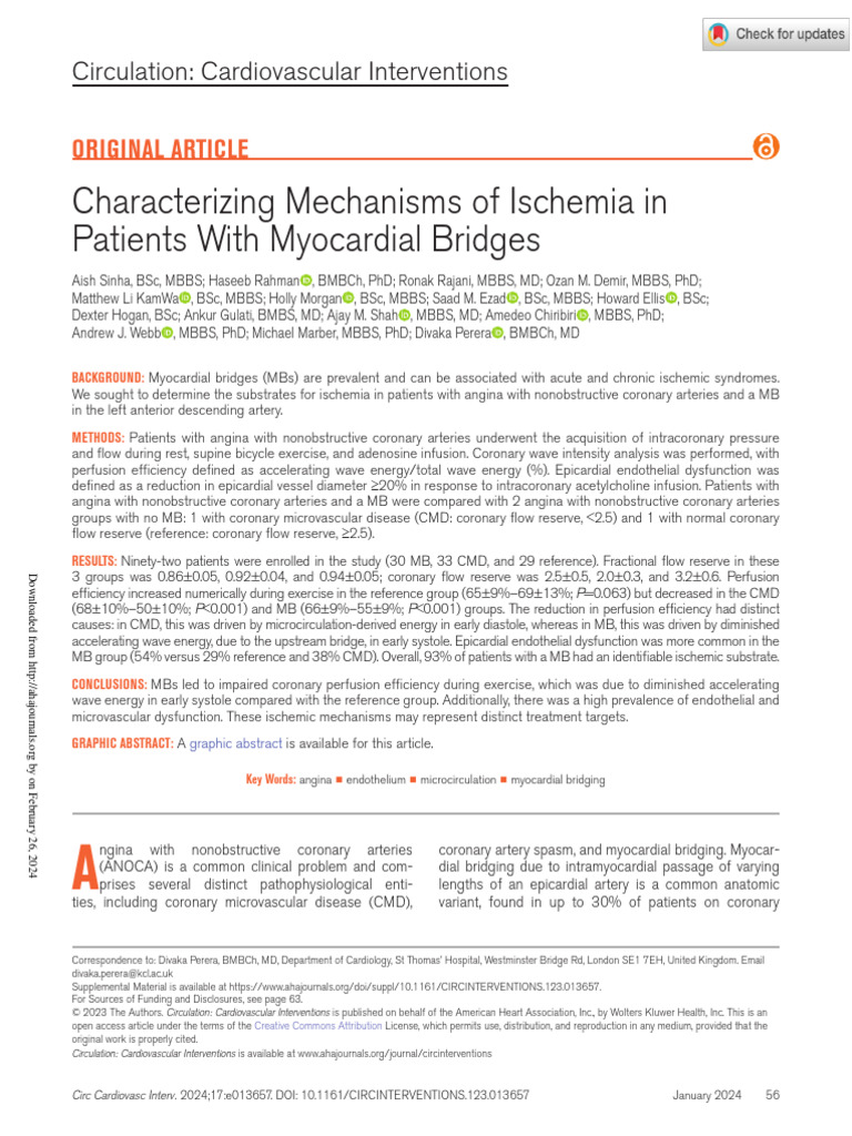 Characterizing Mechanisms of Ischemia in Patients With Myocardial ...