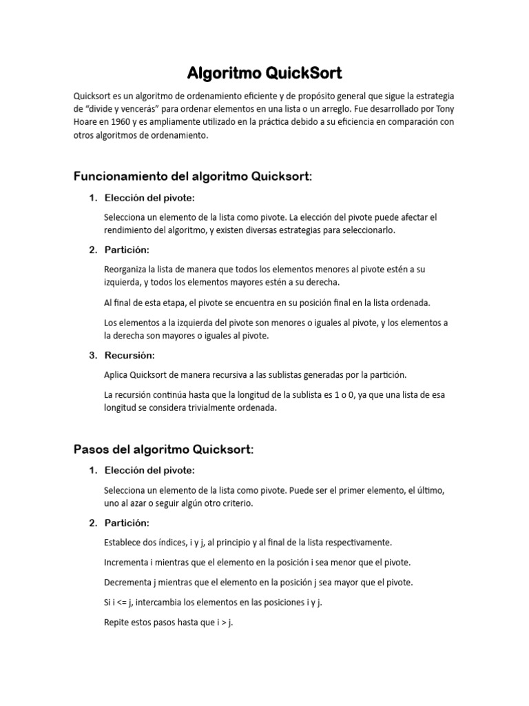 Algoritmo Quicksort Algorithm