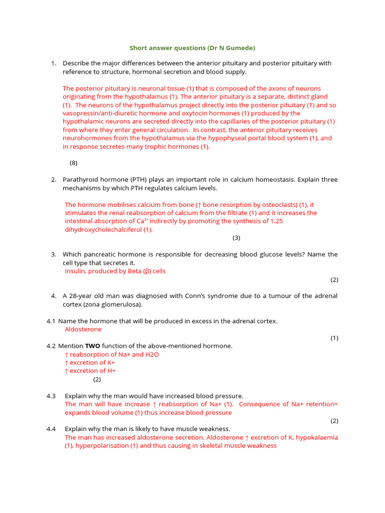Sick test short answer memo pdf pituitary gland gastrointestinal
