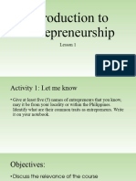 Entrepreneurship - Lesson 1