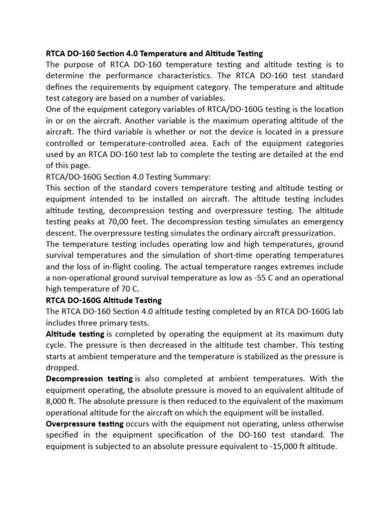 DO-160 Section 4: Temp & Altitude Testing | PDF | Humidity | Corrosion