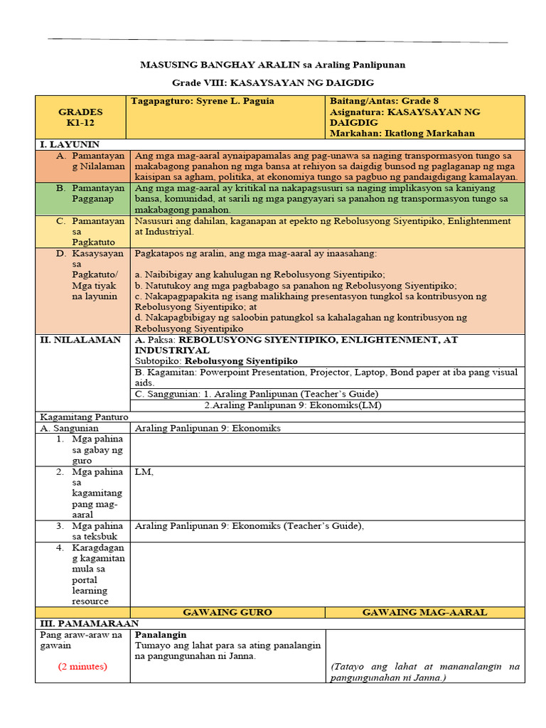 DLP GRADE 8 Topic 1 | PDF