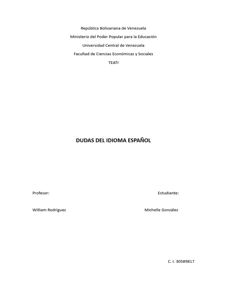 Dudas Comunes del Idioma Español | PDF | Palabra | Verbo