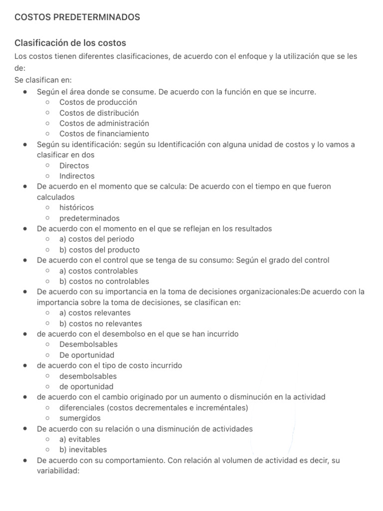 Características de Costos Predeterminados | PDF | Costo | Business