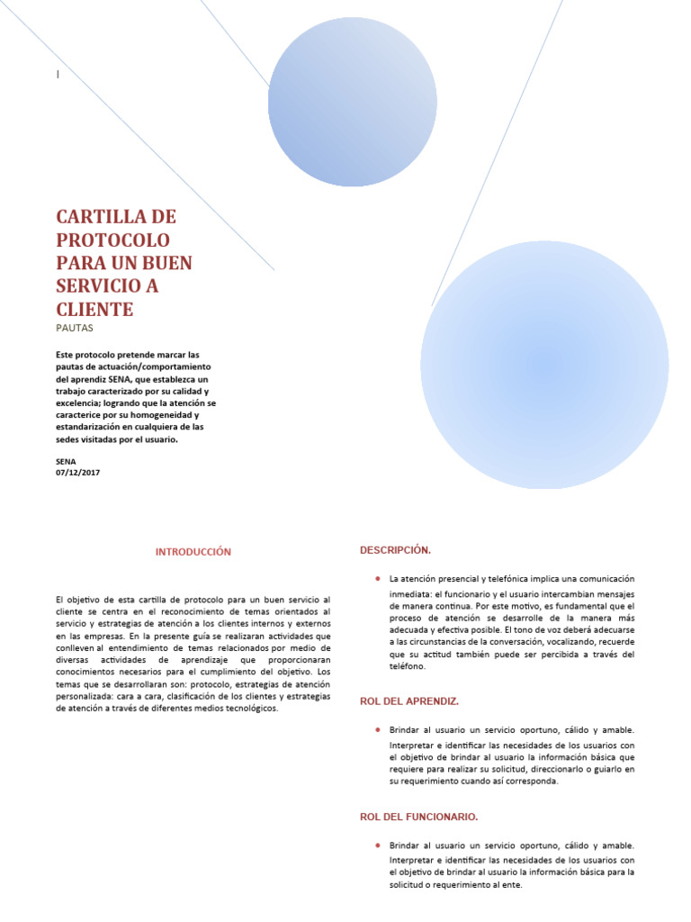 Protocolo de Servicio al Cliente SENA | PDF | Atención | Comunicación