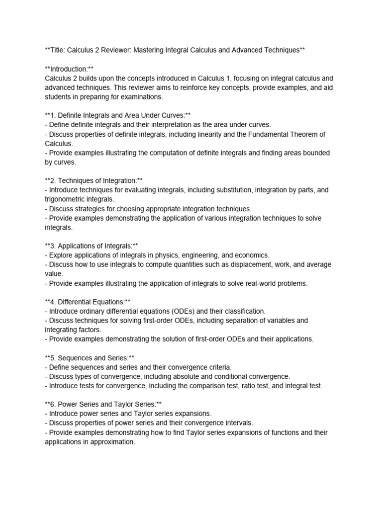 Calculus 2 Pdf Integral Ordinary Differential Equation