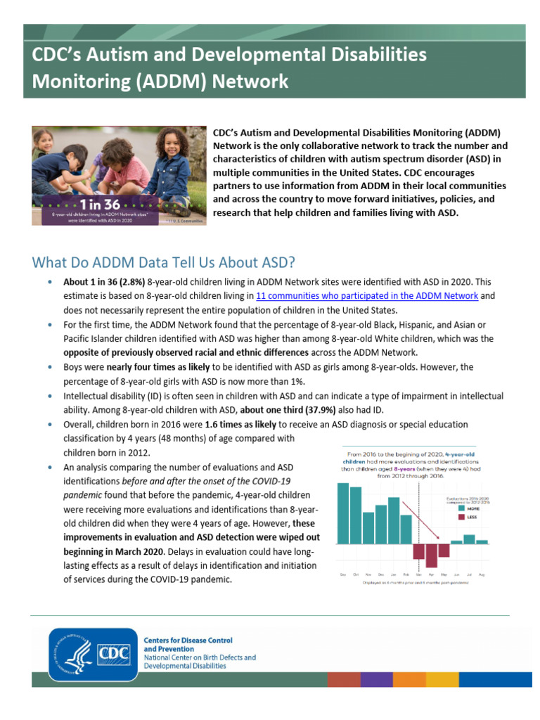 2023 ADDM Factsheet - 508 | PDF | Autism Spectrum | Human Diseases And ...