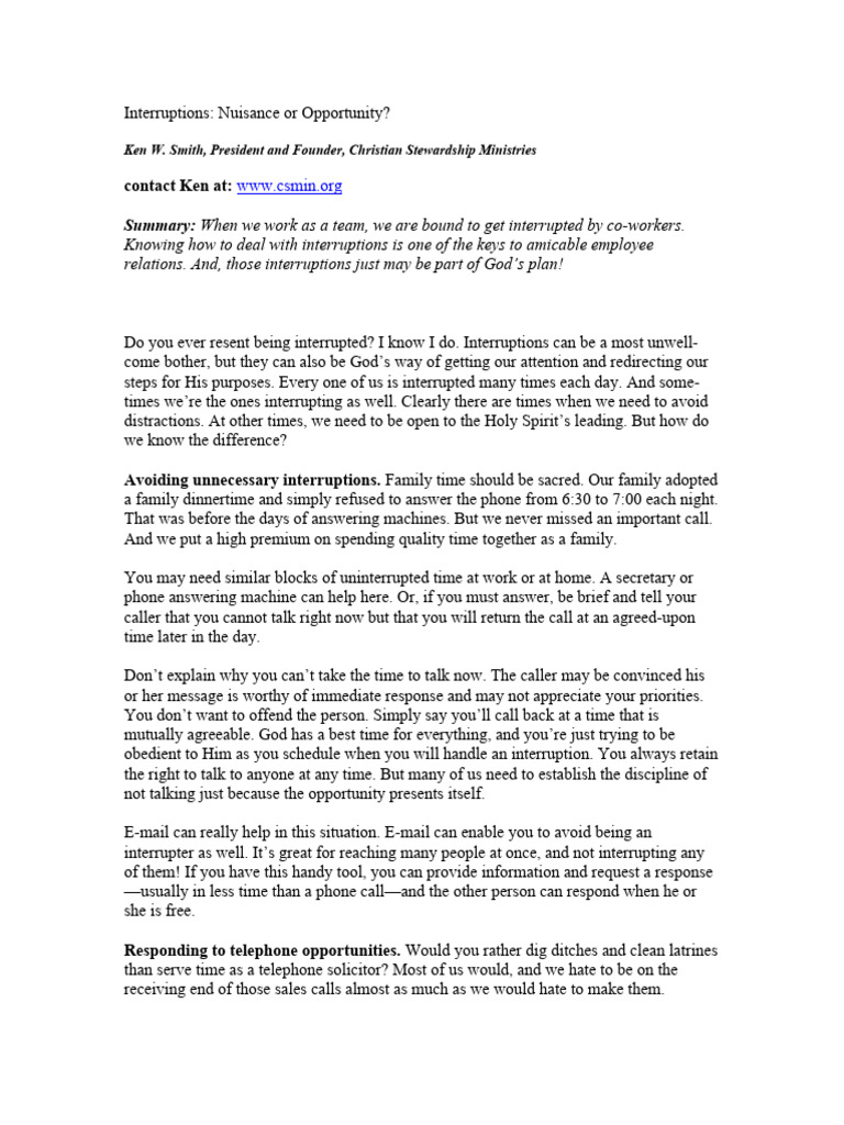 Interruptions Pdf Jesus