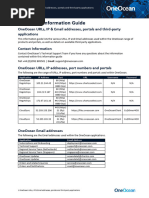 OneOcean (Whitelisting) URLs IP Email Addresses Portals and Third-Party Applications