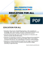 Global Perspectives Cambridge Igcse P7: Education For All