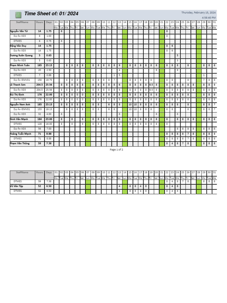 R05 - Time Sheet01 | PDF