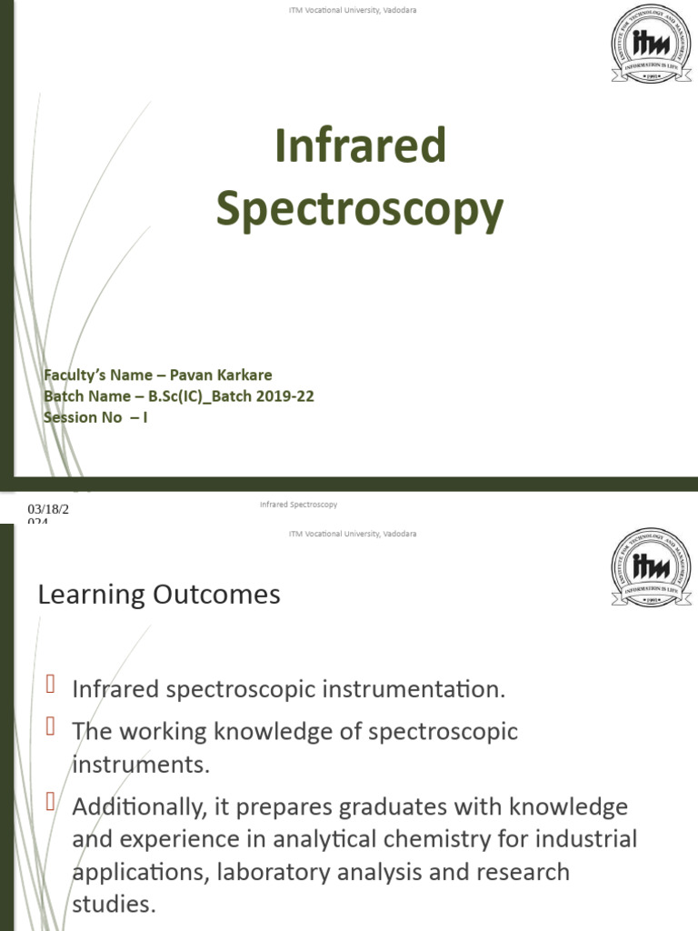 Infrared Spectroscopy Course Guide | PDF | Spectroscopy | Infrared ...