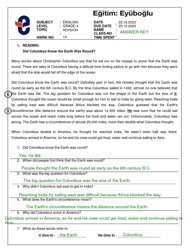 Weekend Homework 13 - Pretest 2 - Answer Key | PDF | Christopher ...