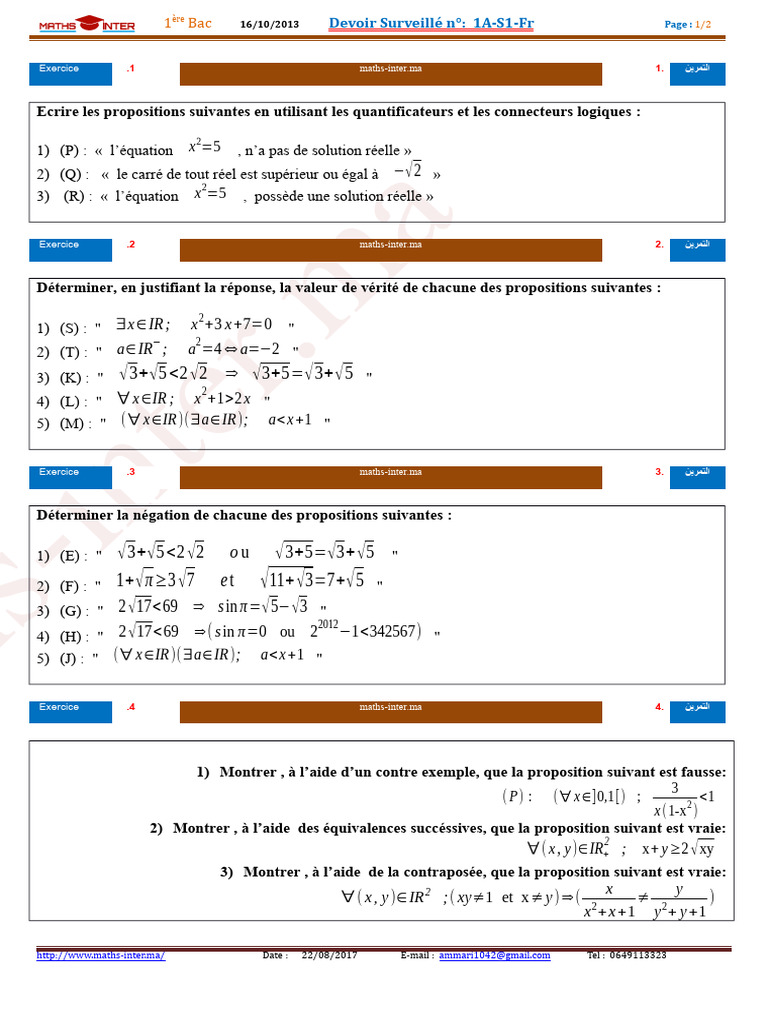 Exercices de logique mathématique | PDF | Mathématiques | Logique