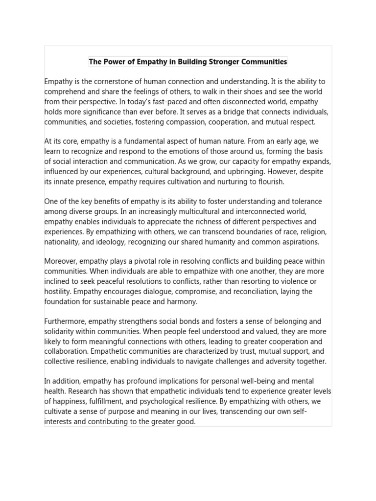 The Power of Empathy in Communities | PDF | Empathy | Community