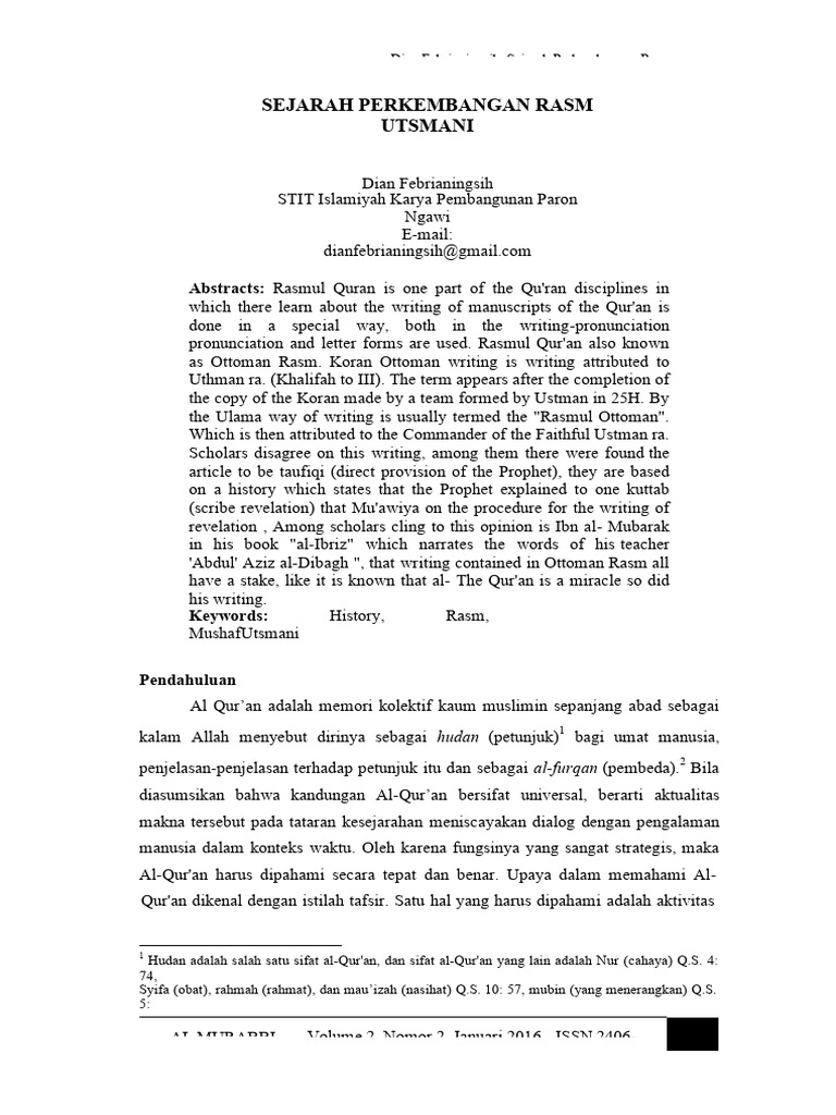 Sejarah Perkembangan Rasm Utsmani | PDF