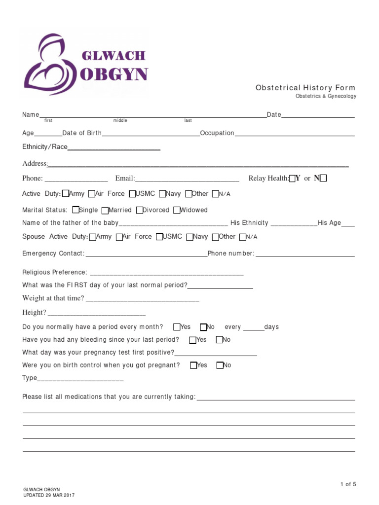 Obstetrical History Form | PDF