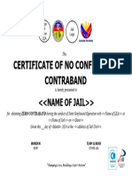 Certificate of No Confiscated Contraband