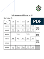 Emplois Du Temps Provisoire de La Tle ACA Du 26 Février Au 2 Mars 2024