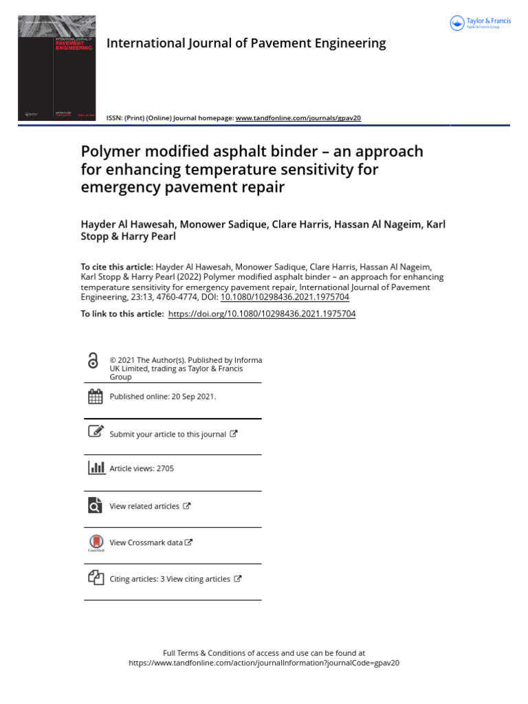 Polymer Modified Asphalt for Repairs | PDF | Road Surface | Fracture