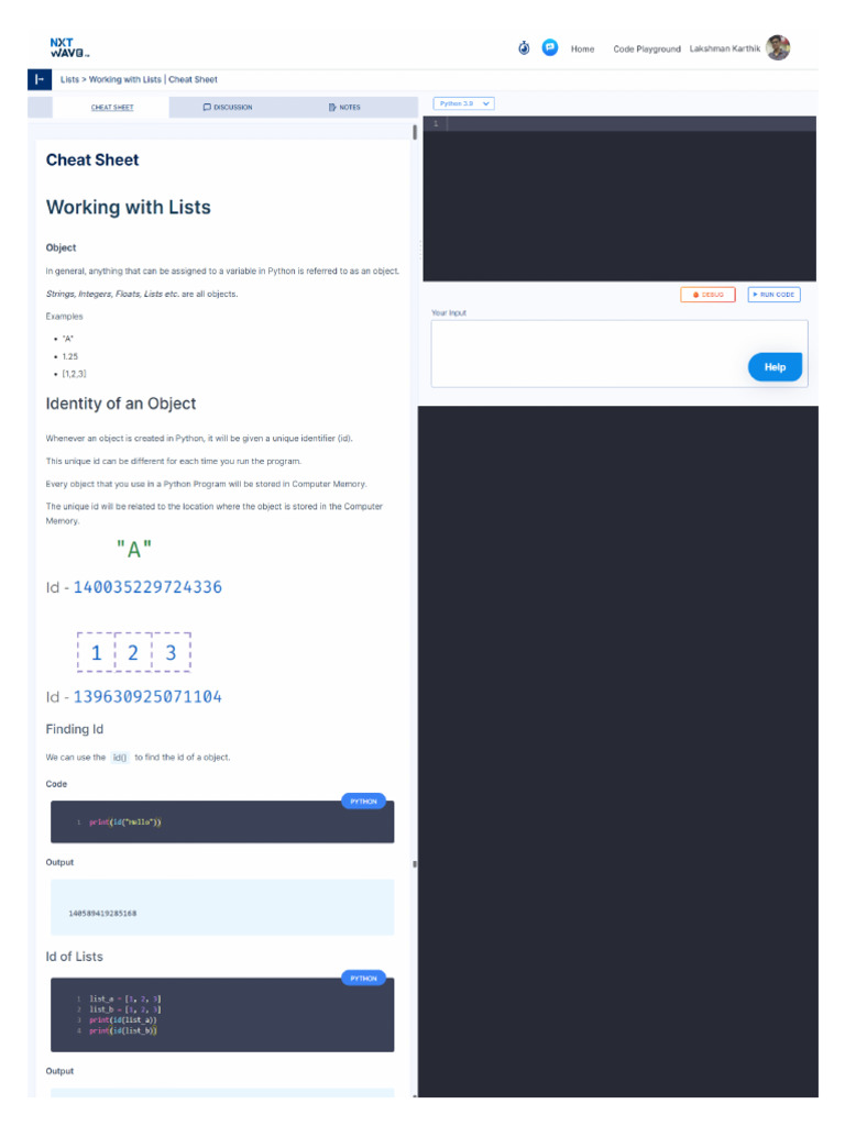 working with lists cheat sheet | PDF
