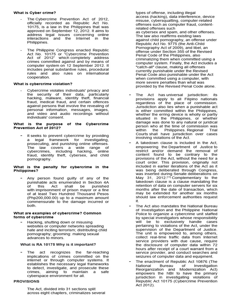 Ra. 10175 | Download Free PDF | Cybercrime | Crime & Violence