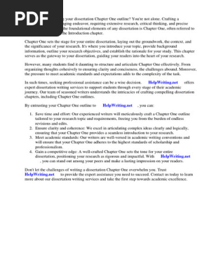 Dissertation Chapter One Outline