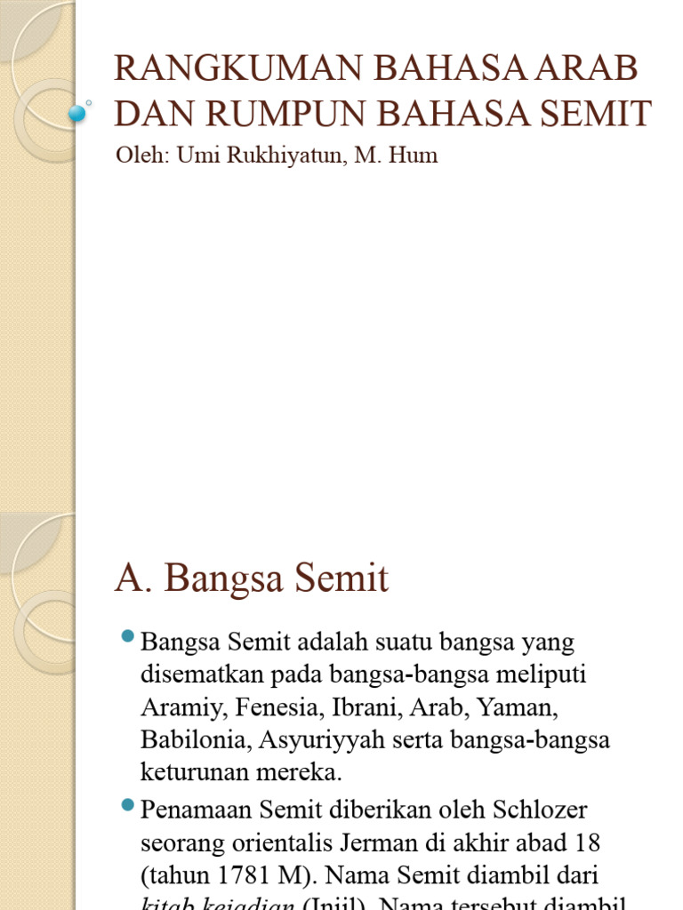 Rumpun Bahasa dan Bangsa Semit | PDF