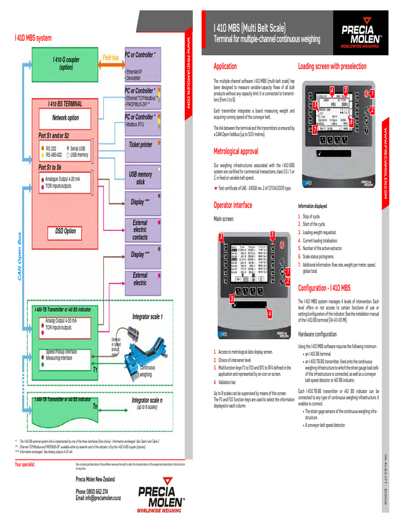 I 410 MBS Multi Belt Scale Web | PDF | Sensor | Usb