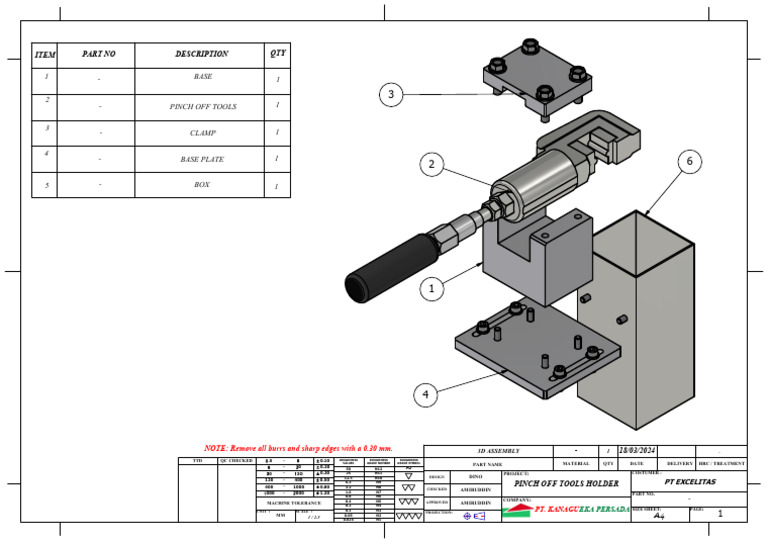 1 - Base 1 2 - Pinch Off Tools: Item Part No Description QTY | PDF ...