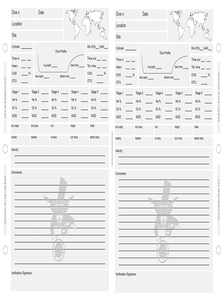 Technical Diving Log Book Template | PDF | Underwater Diving | Safety