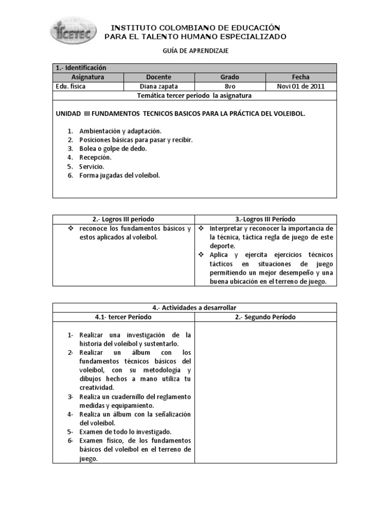 Educacion Fisica 8º Voleibol Creatividad