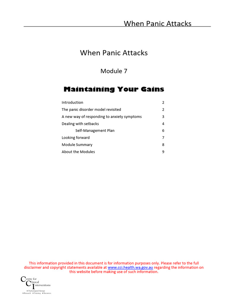 When Panic Attacks - Module 7 - Maintaining Your Gains | PDF | Anxiety ...