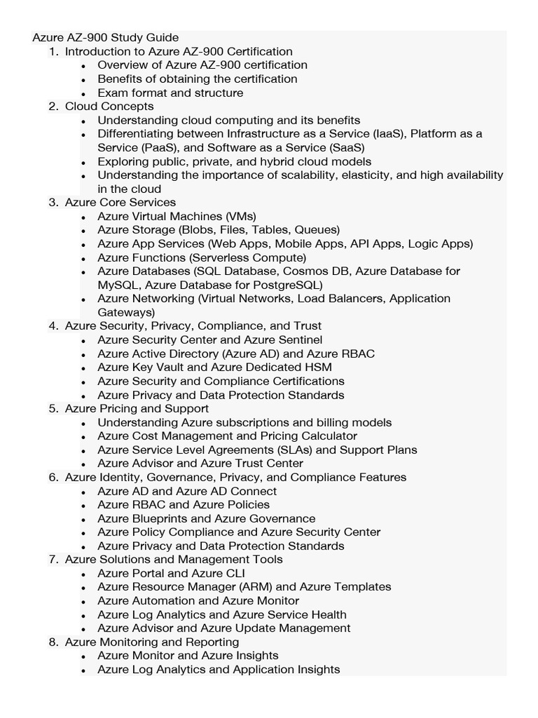 Azure AZ-900 Study Guide | PDF | Microsoft Azure | Cloud Computing