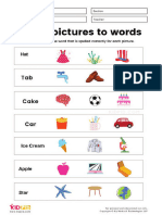 3 Match Picture To Word Worksheets For Grade I