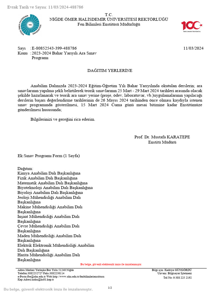 2023 2024 Bahar Yariyili Ara Sinav Programi Pdf